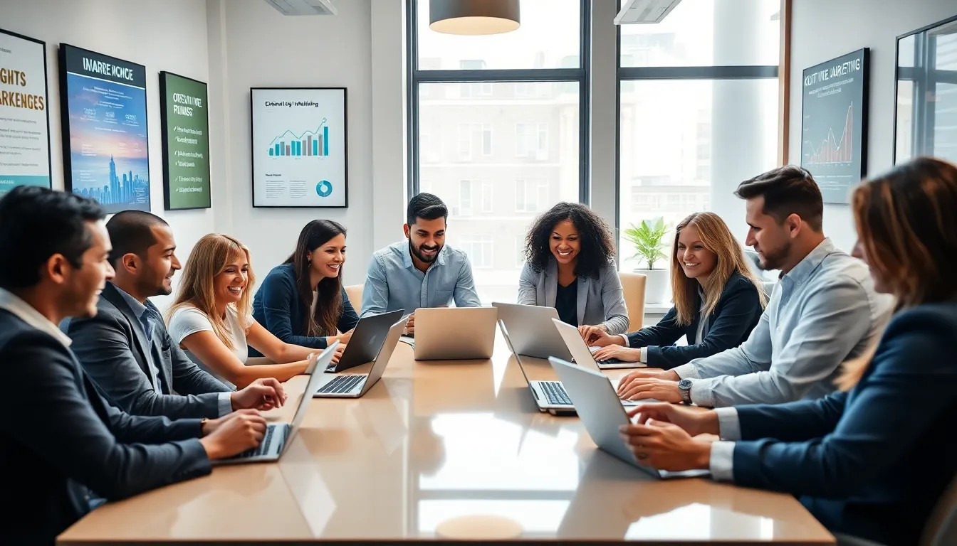 diverse group of entrepreneurs collaborating in a modern office setting.