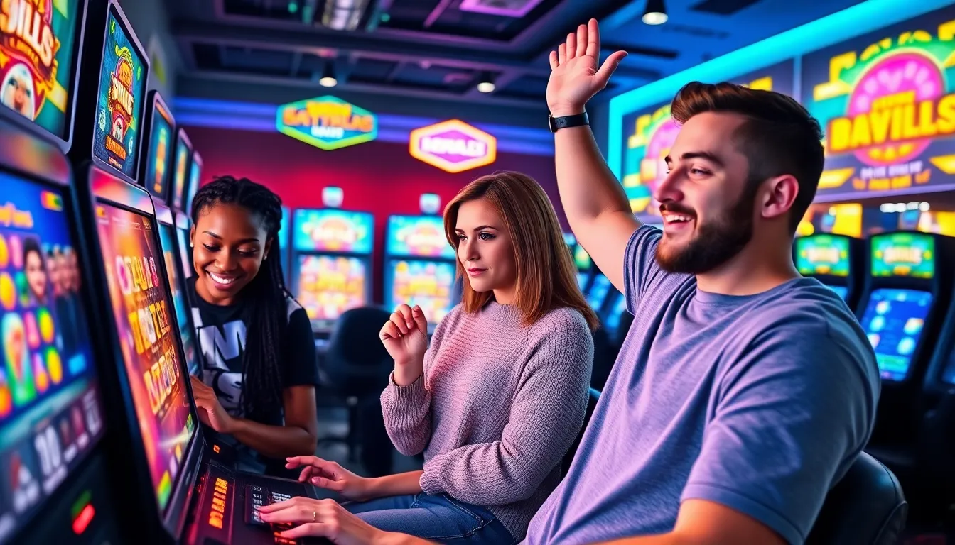 three players enjoying an immersive online slot game experience.