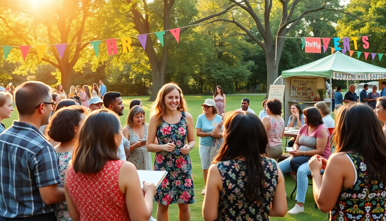 a diverse group attending a community workshop in a sunny park.
