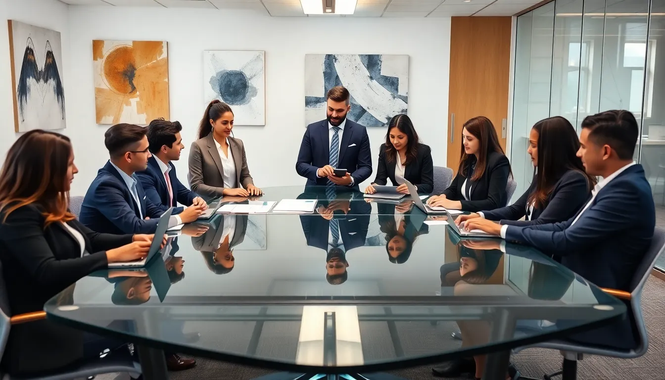 diverse team discussing gaming solutions in a modern office.