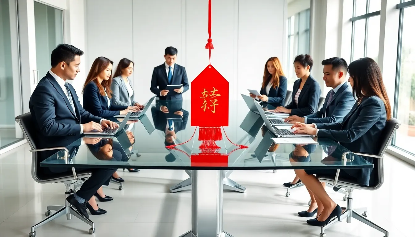 diverse team discussing Chinese cultural influences on luck in business.