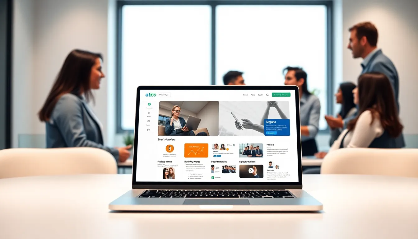 diverse professionals collaborating over a laptop in a modern office.